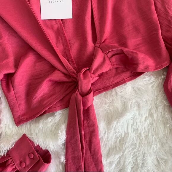 VICI PINK TIE FRONT BLOUSE - Picture 7 of 11